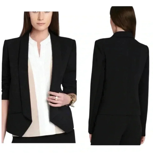 BCBG MAXAZRIA | Frederick Relaxed Open Front Angled Black Blazer Size L - Picture 5 of 10